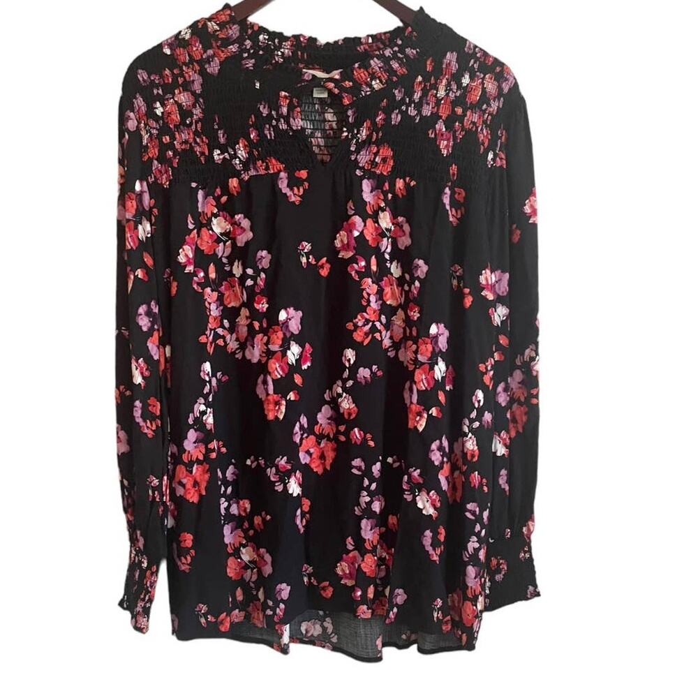 Alexander Jordan Women Top XL Floral Rayon Cottagecore Fairy Dark Romantic Boho‎